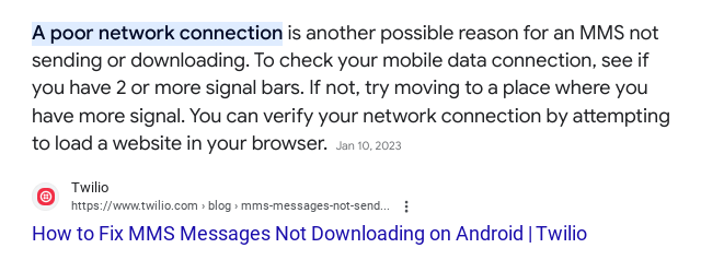 Featured snippet for blog post on common MMS issues on Android and how to fix them